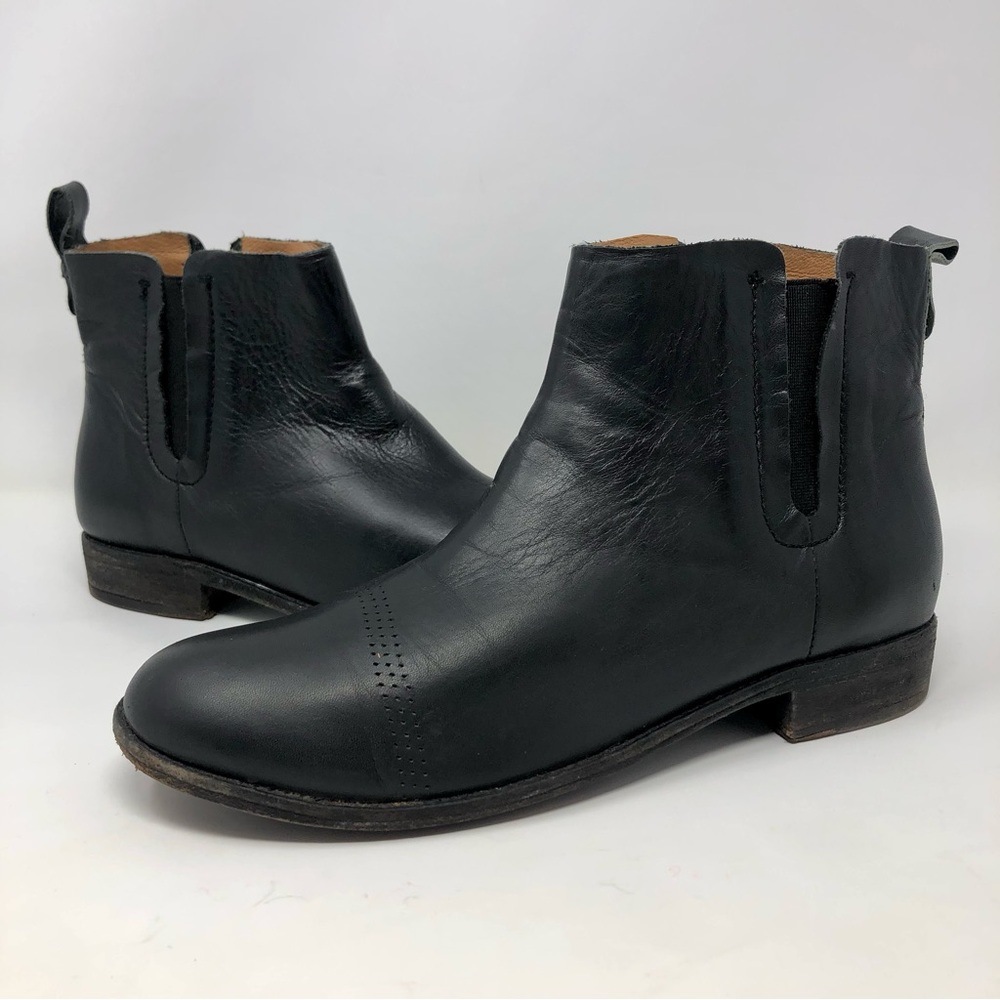 Olukai Malie Black Full Soft Grain Leather Ankle Booties Chelsea Boot Pull On